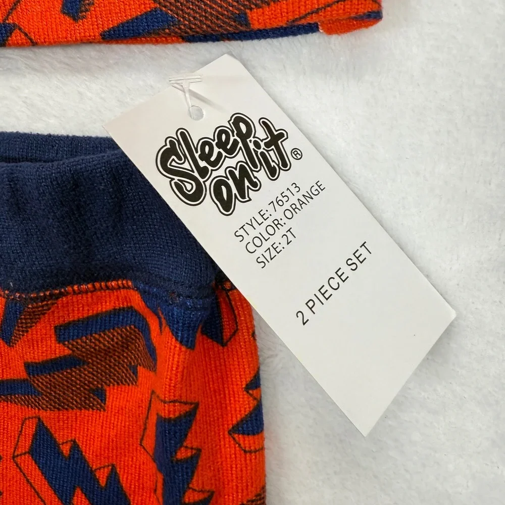 Sleep On It‎ Pajama Set Lightning Bolt Orange 2T Short Sleeve Long John